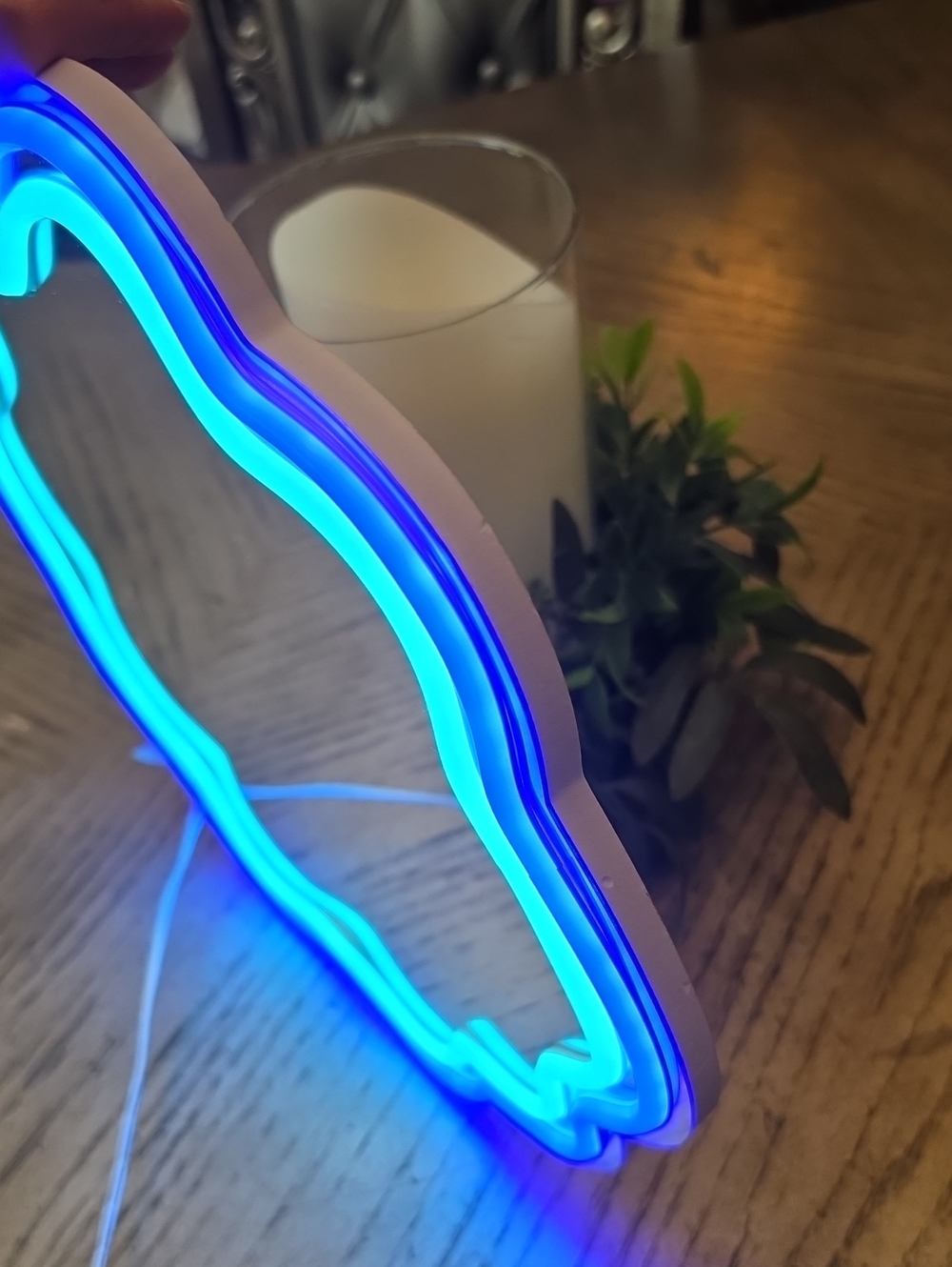 Blue LED Lighted Wall Mirror - Picture 2 of 5